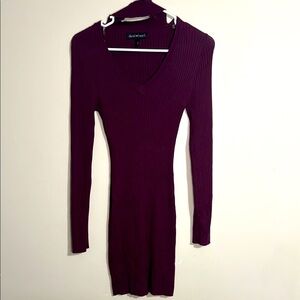 Deep V-Neck Ribbed Dress